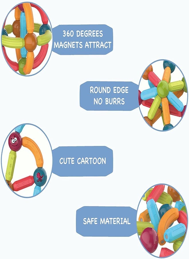 Kiditos DIY STEM Light Magnetic Sticks Building Blocks Toy for Kids, Magnetic Balls and Rods Set Kids Montessori Toys Stacking Toys for Kids Age 3+ Years (52 Pcs), Multi - Image 4